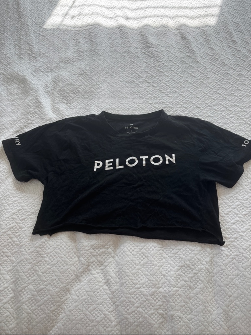 Peloton Black Cropped Logo Tee